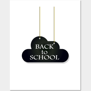 Back to School slogan. Hello School Autumn Black cloud Graphic design print Posters and Art